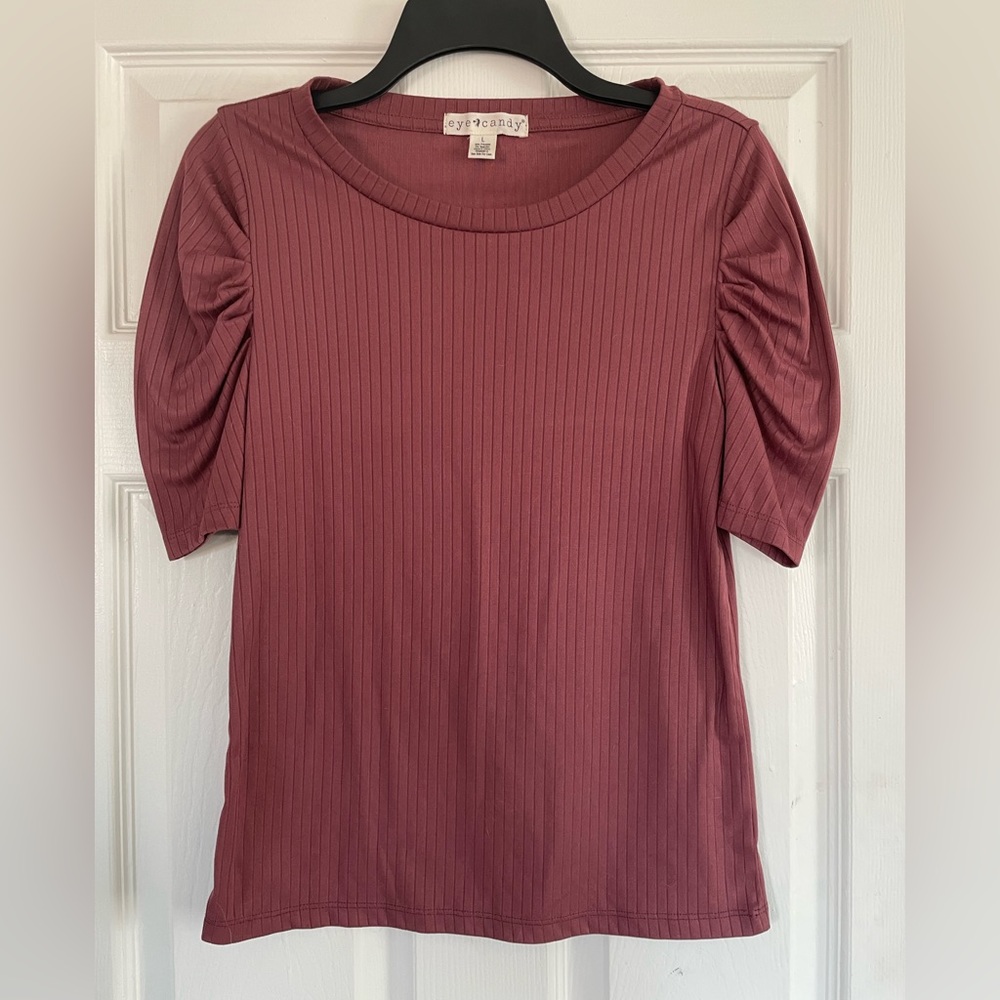 Pink Shirt with Frilly Shoulders